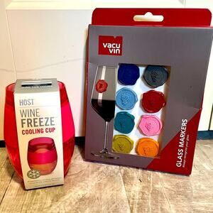 NWT wine lovers gift set cooling cup and glass markers